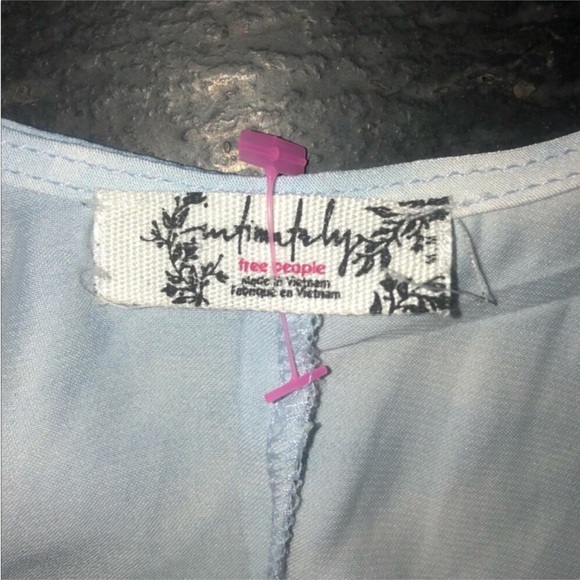 Free People] Blue White Tie dye Ruffle Cami Slip Maxi Dress. - Picture 8 of 10